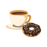 An icon of a donut and a white coffee mug