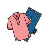 Icon image of blue pants and a red short-sleeved shirt